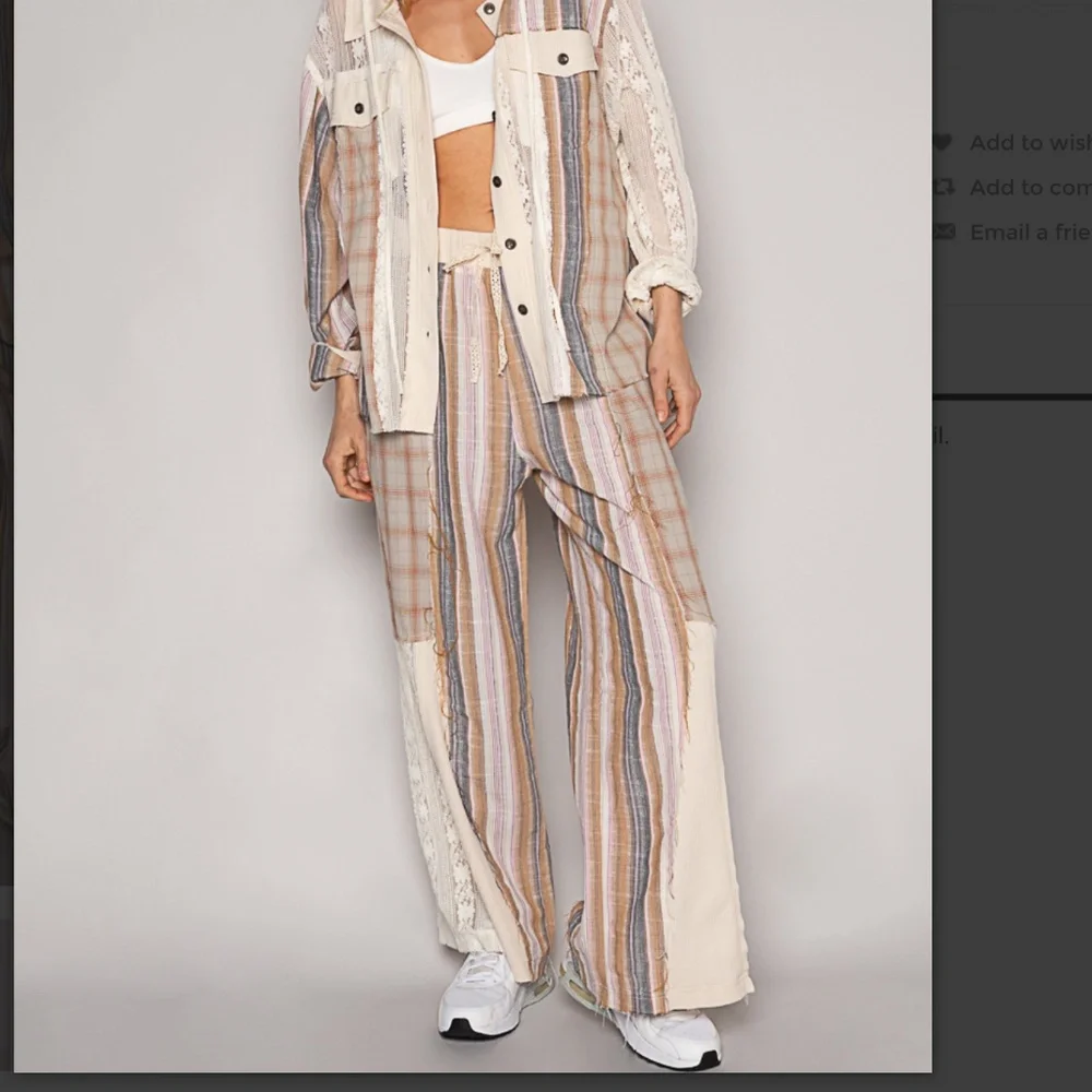 POL 💚 454 POL Plaid with Lace Detail Knit Pants SR21A - Picture 2 of 8